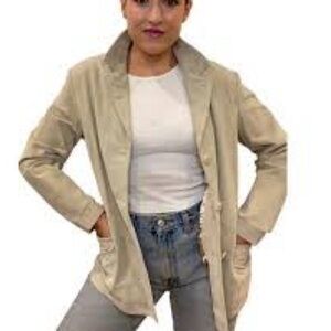 Women’s Khaki Tan Utility Blazer Jacket Size 2 | Button Front